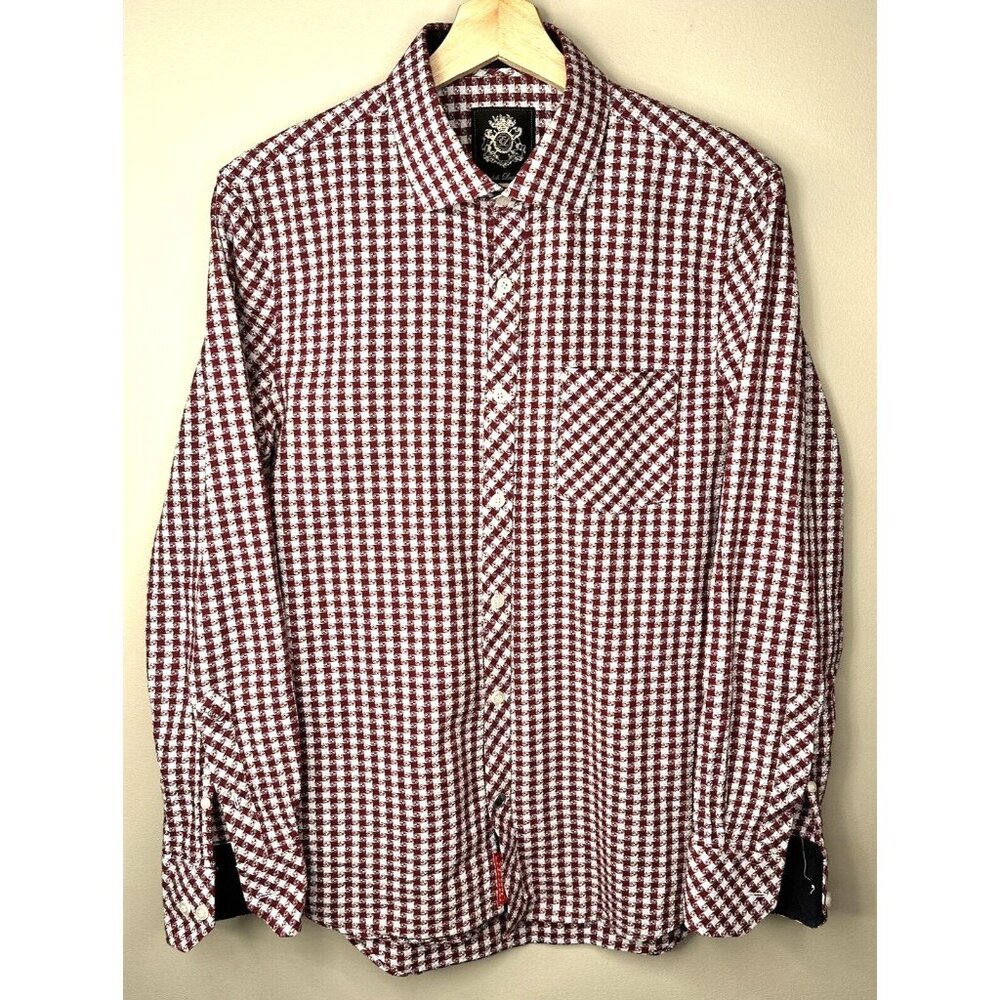 English Laundry Mens Dress Shirt Geometric Flip Cuff Long Sleeve Size Small
